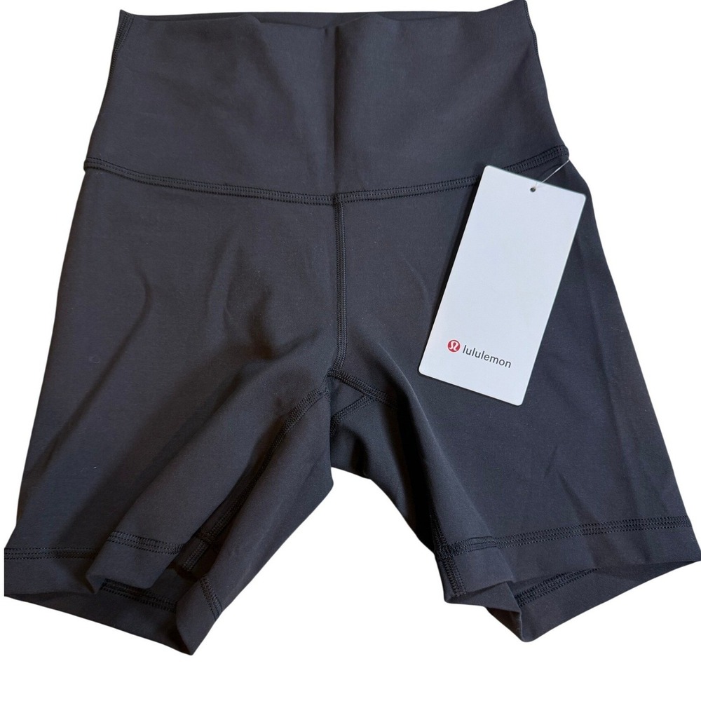 Lululemon Wunder Train High Rise Short 6 Black Everlux LW7BESS Size 4 NWT